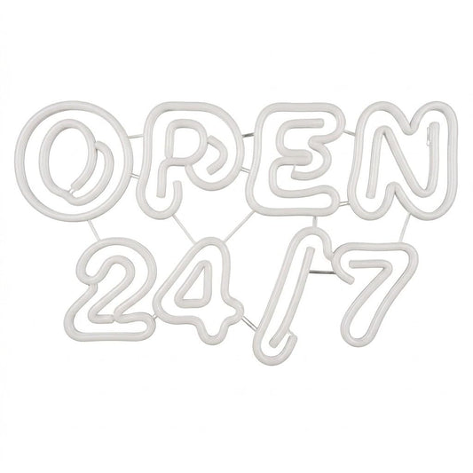 Letrero de Neón LED 'OPEN 24/7', Iluminación Azul y Rosa, Estilo Moderno medidas 70x50 cm 12 v