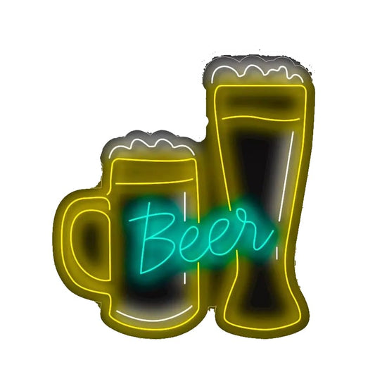 ¡Ilumina tu espacio con el vibrante Neón Beer Vasos! Este llamativo letrero de neón no solo captura la esencia de una buena cerveza,