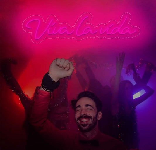 Letrero LED Neón 'Viva la vida', 75 cm x 20 cm, Iluminación Decorativa para Eventos y Negocios