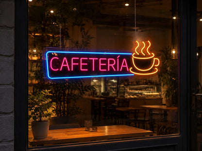 soloLED Letras de Neón Led Cafetería - Metracrilato, Tamaño M, L, XL - Señalización Decorativa para Negocios