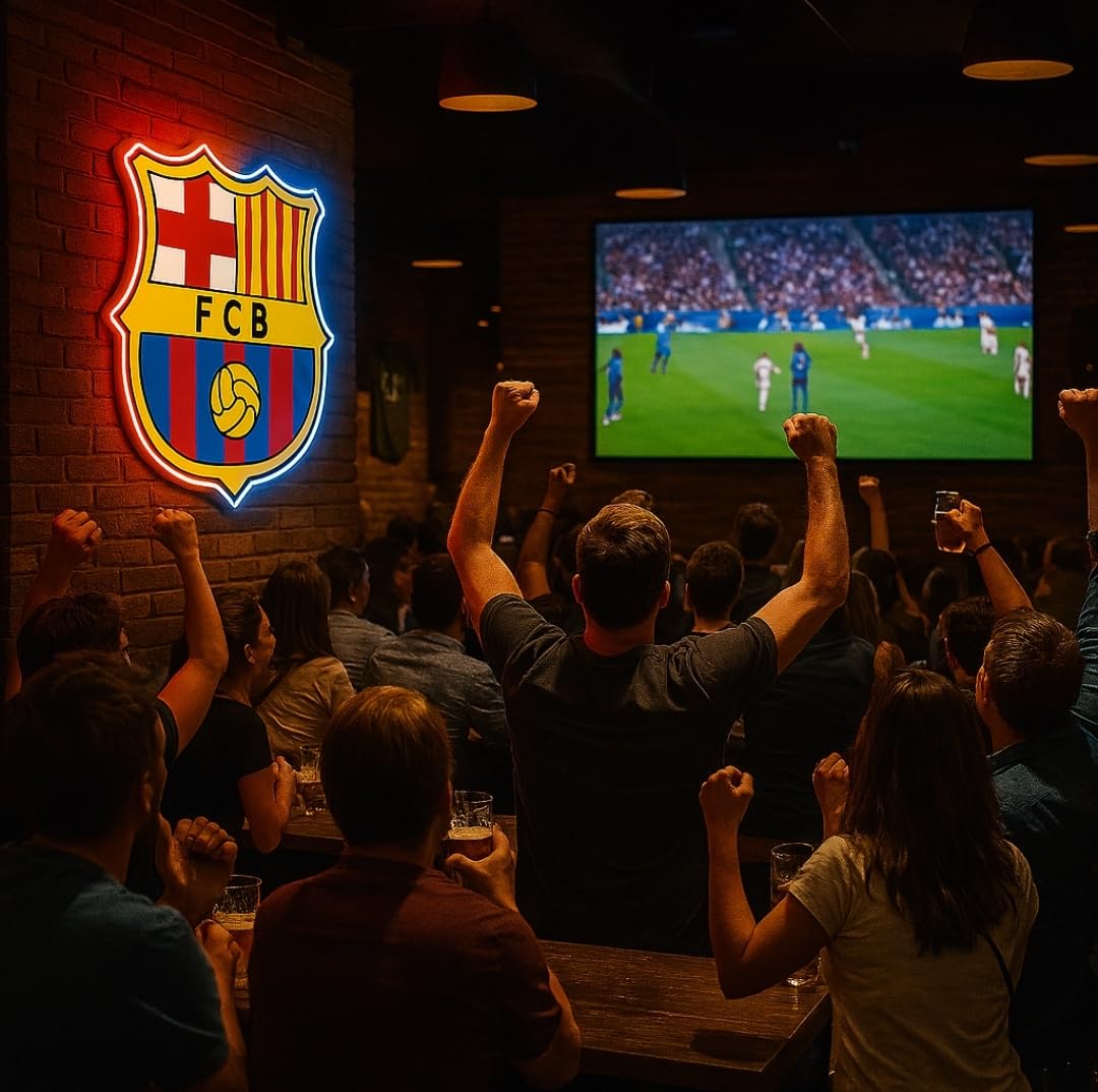 Equipo de fútbol personalizado Led luz de neón Barcelona neón signo logotipo personalizado regalo hecho a mano pared arte neón dormitorio Bar Pub,vinilo,metacrilato y neon led MEDIDAS 35X30CM