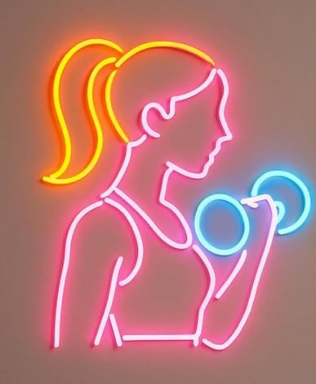 soloLED Letrero GYM MUJER WOMAN PESAS Cartel Luminoso LED Escaparate, Decoración de Pared en Metacrilato, Luz Brillante, aproximadamente 60cm alimentación 12v