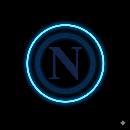 Escudo de futbol NAPOLES Club, Diseño con medidas metacrilato 40x35cm aproximadamente dependiendo el diseño del escudo con neon led,metacrilato y vinilo color.Alimentacion 12v,cable 2m y cadena para colgar en pared incluido.