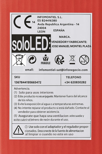 soloLED Letrero bajo coste regalo niño Cartel Luminoso LED Escaparate, Decoración de Pared en Metacrilato, Luz Brillante, aproximadamente 30 y 40cm alimentación 12v