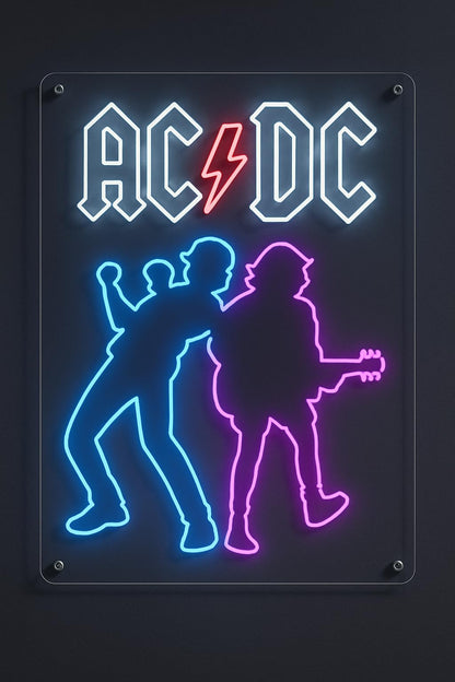 Cartel Luminoso de Neón ROCK Decoración de Pared con Siluetas de Banda de Rock, LED Multicolor