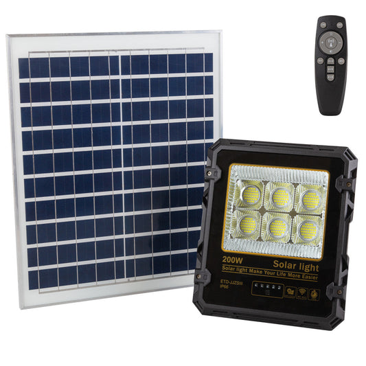 Proyector 200W con Panel Solar Control Remoto IP65 [1916-FLSOL-200W-CW]