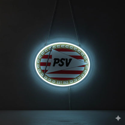 SOLOLED Letrero de Neón LED Escudo futbol PSV champions Ligue de Pared, Luz Colgante vinilo, metacrilato neón led 40x30cm aproximadamente 12 v