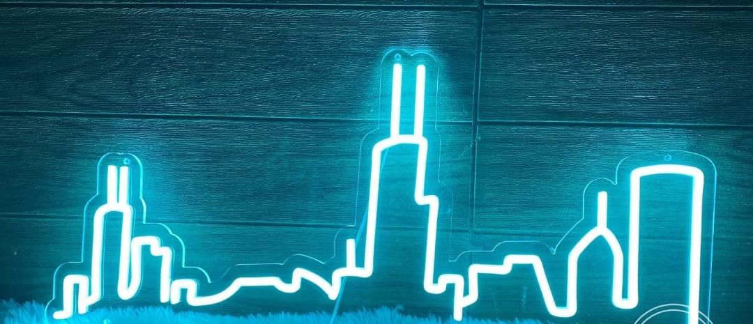 KHiry Letrero de neón City Skyline Personalizado, Letrero de neón con luz acrílica Grande Personalizado para Dormitorio