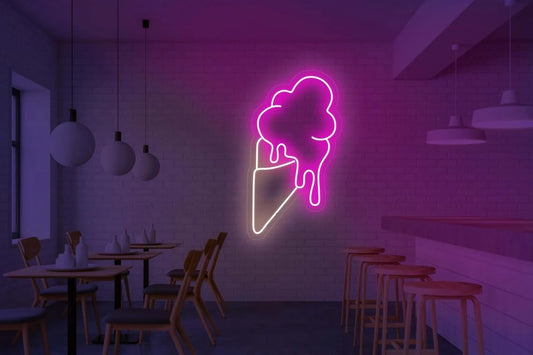 Letrero de neón de helado