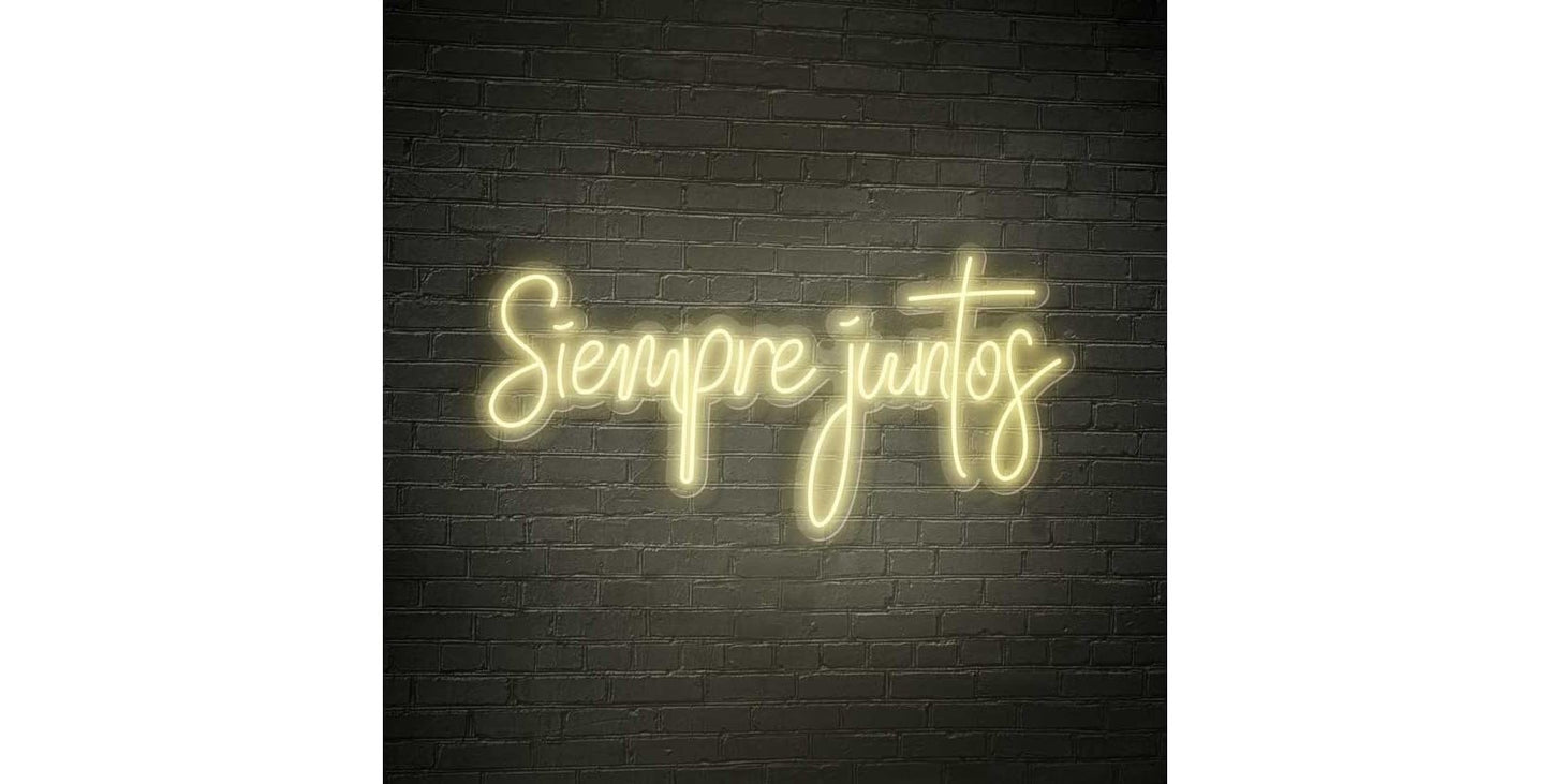 Letrero de Neón 'Siempre Juntos', Decoración Luminosa, 61 x 32 cm, Tamaño S