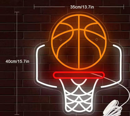 Lámpara LED de Neón de Baloncesto, 40 x 35 cm, Decoración de Pared, Iluminación