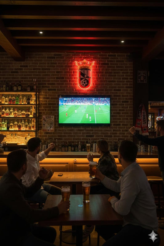 Letrero regalo de Neón LED liga de fútbol 2° división AD Ceuta FC Luz de Pared con Corona, con colores iluminados metacrilato neón y vinilo 40,x30 cm aproximadamente alimentación 12v