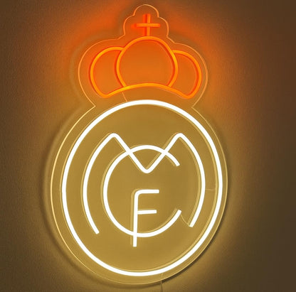 Lámpara LED de Pared Decorativa, Real Madrid, Luz Neón Blanca y Naranja