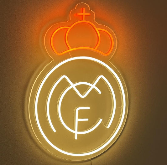 Lámpara LED de Pared Decorativa, Real Madrid, Luz Neón Blanca y Naranja