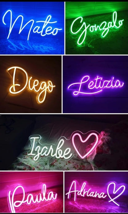 Letrero LED Personalizado Neón, Nombres Iluminados Decorativos, Luz de Pared Multicolor, 30-50 cm desde 60 €. antes de comprar consultanos poe email a traves de amazon seller