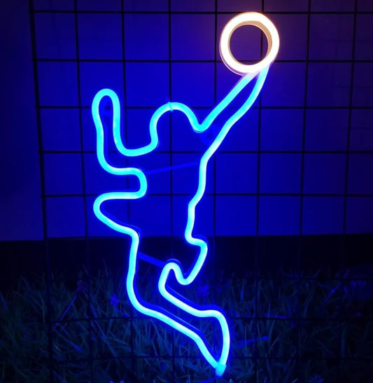 logotipo deportivo de neón,adecuado para decoración de tiendas de dormitorios para niños,regalos para niños en fiestas de cumpleaños (B/azul)