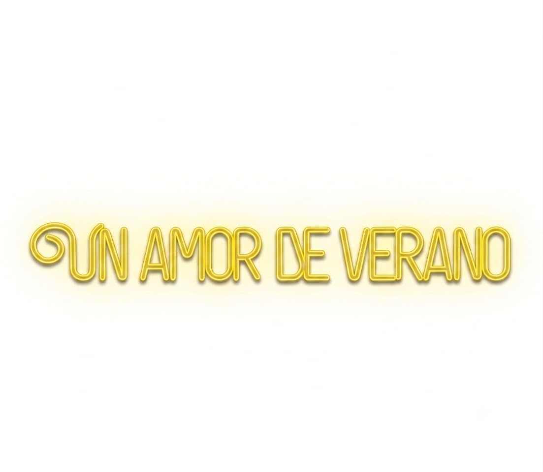 Letrero Neon led metacrilato'Un Amor de Verano', Color Amarillo para Bodas medida 70 cm x 12 cm alimentación 12 v