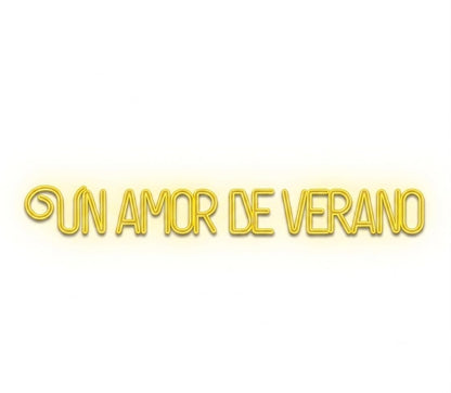 Letrero Neon led metacrilato'Un Amor de Verano', Color Amarillo para Bodas medida 70 cm x 12 cm alimentación 12 v