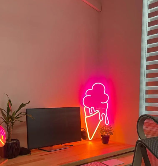 Letrero de neón de helado
