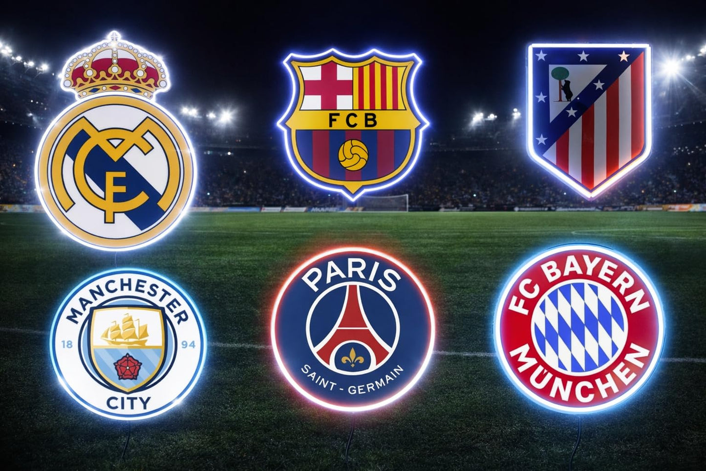 SOLOLED Letrero de Neón LED Escudo futbol Bayern champions Ligue de Pared, Luz Colgante vinilo, metacrilato neón led 40x30cm aproximadamente 12 v