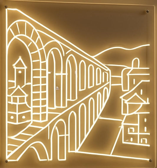 SOLOLED Lámpara LED de Pared Decorativa, Panel Luminoso con Diseño Arquitectónico, Luz Cálida, acueducto de Segovia