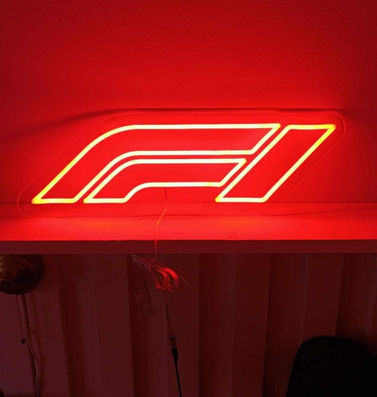 Letrero LED Neón Formula 1 F1, Luz Decorativa Personalizada, Rojo y Amarillo, Estilo Deportivo