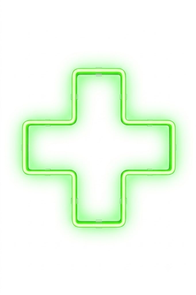 Letrero Neón de Cruz Farmacia, Luz neón LED, Verde, Decoración de Pared con base metacrilato transparente, cadena, cable de 1.5 m y alimentación 12 v medidas, medidas 60x60 cm.