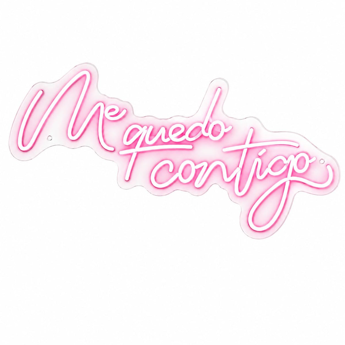 Letrero Neón Me Quedo Contigo, Rosa, Decoración de Boda medida 75 cm x 40 cm alimentación 12v