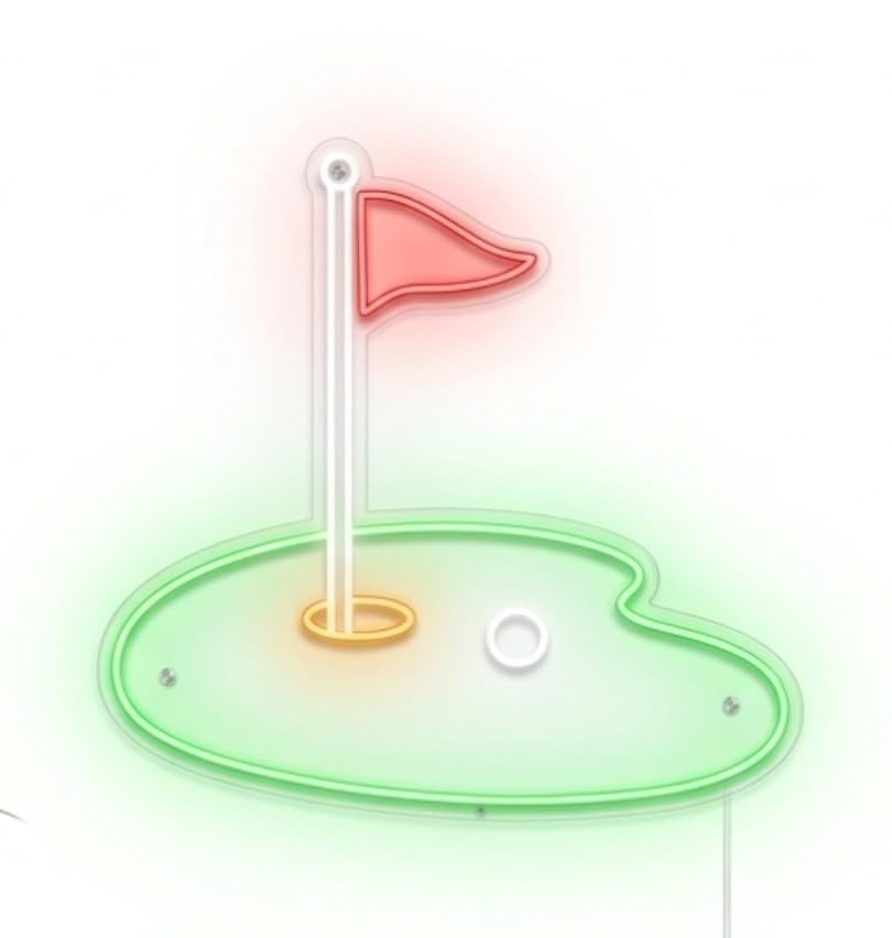 Letrero Neón LED de Campo de Golf, Figura Decoración de Pared con Base Acrílica para Decoración MEDIDAS 40 X40 CM 12V