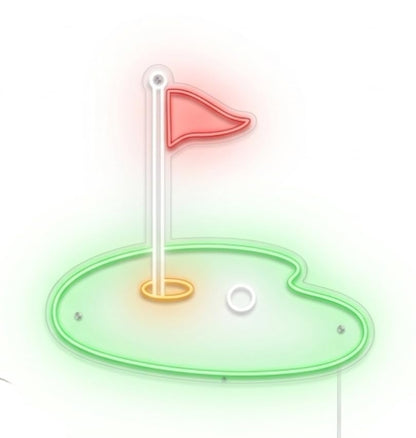 Letrero Neón LED de Campo de Golf, Figura Decoración de Pared con Base Acrílica para Decoración MEDIDAS 40 X40 CM 12V
