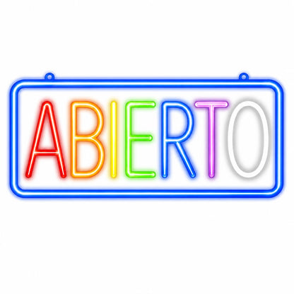 SOLOLED Letrero led neón flex Abierto cartel metacrilato transparente medidas 35cm aproximadamente alimentacion 12 v