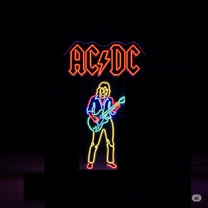 Letrero Luminoso LED Neón,HARD ROCK Guitarra Eléctrica, Decoración de Pared, Multicolor 110l. x 70an. centímetros 12 V