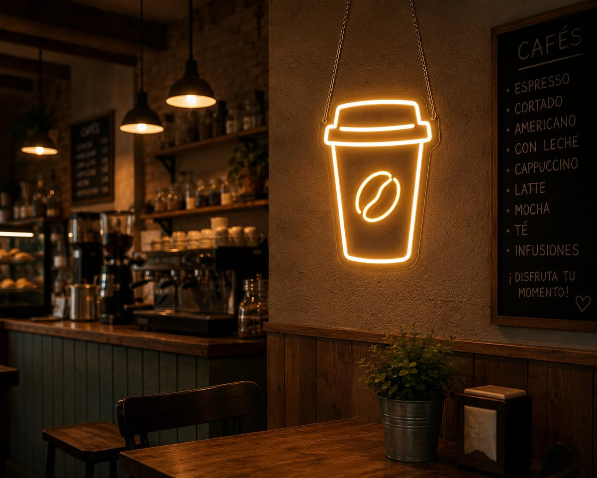 soloLED Letrero CARTEL cafe RESTAURANTE LED NEON Escaparate, Decoración de Pared en Metacrilato, Luz Brillante, aproximadamente 40 cm aproximadamente alimentación 12v