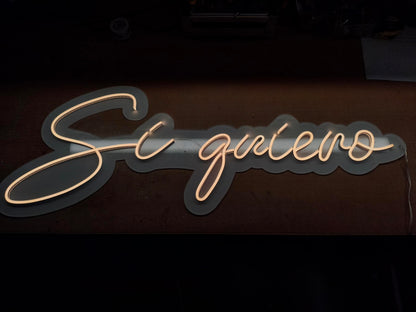SOLOLED Letrero Luminoso LED Neón "Si Quiero" – Blanco Cálido, 70 x 30 cm, Base de Metacrilato, Regulable con Mando a Distancia, Ideal para Bodas y Eventos, Incluye Kit de Instalación