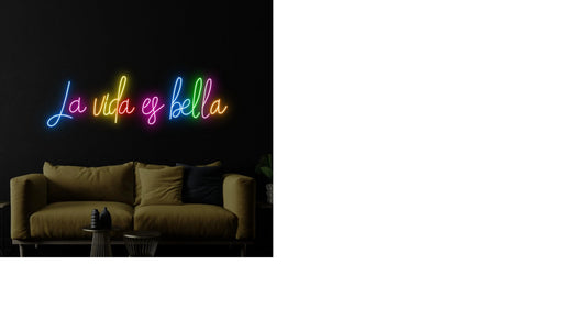 Letrero LED Neón 'La Vida es Bella', Multicolor, Decoración de Pared para Sala de Estar