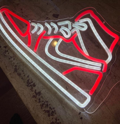 Letrero de neón para zapatos deportivos con luces LED regulables para pared, para niños, recámara, hombre, cueva, hogar, fiesta, pub, barra de neón para decoración de pared