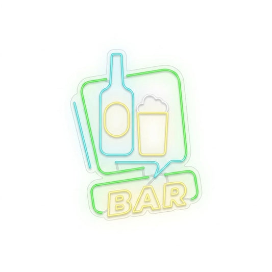 Letrero Neón bar cerveza, Luz neón LED, Colores a elegir, Decoración de Pared con base metacrilato transparente,cadena,cable de 1.5 m y alimentacion 12v medidas 60 cm aproximadamente.