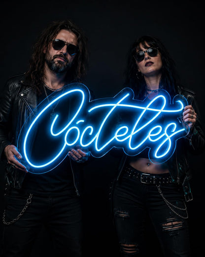 soloLED Letrero CARTEL COCTEL boda LED NEON Escaparate, Decoración de Pared en Metacrilato, Luz Brillante, aproximadamente 70cm aproximadamente alimentación 12v