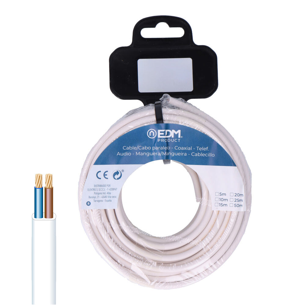 CARRETE MANGUERA PLANA 2 x 1,50 mm² BLANCA, 10 m