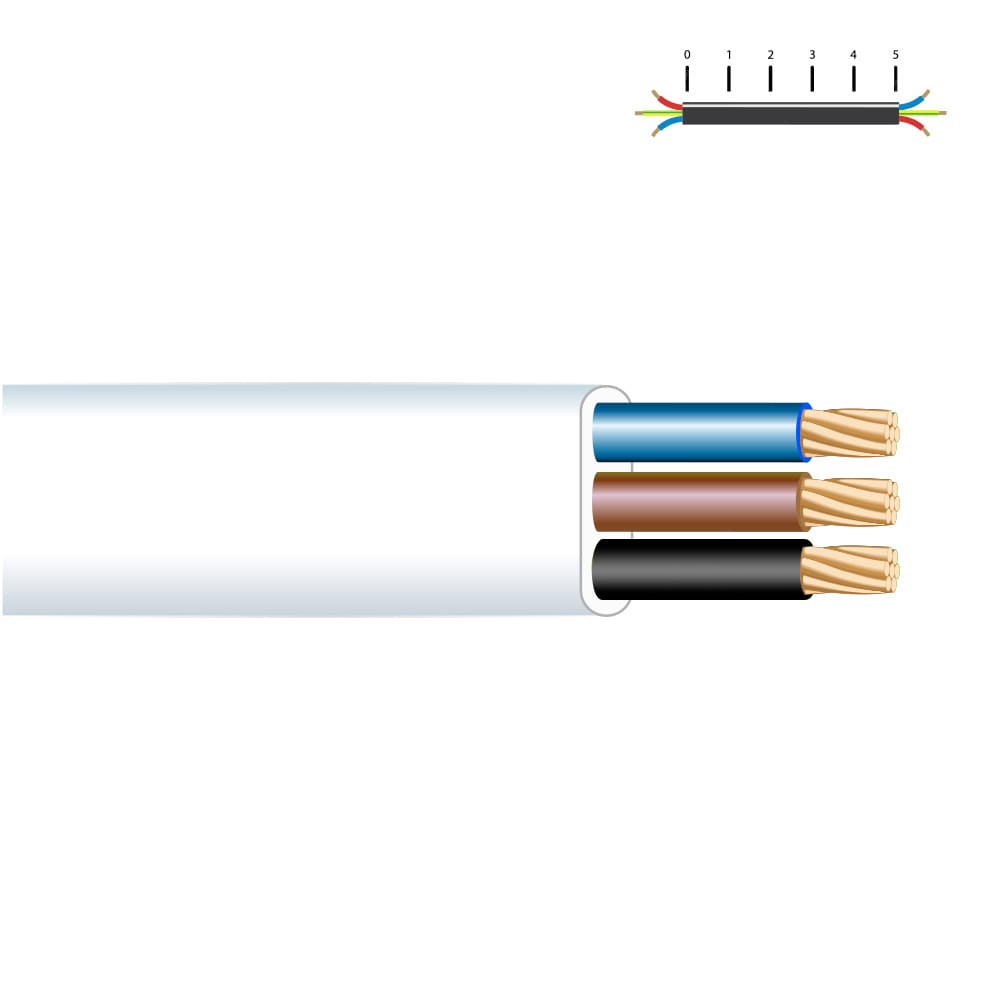 CARRETE MANGUERA PLANA 3 x 1,00 mm² BLANCA, 20 m