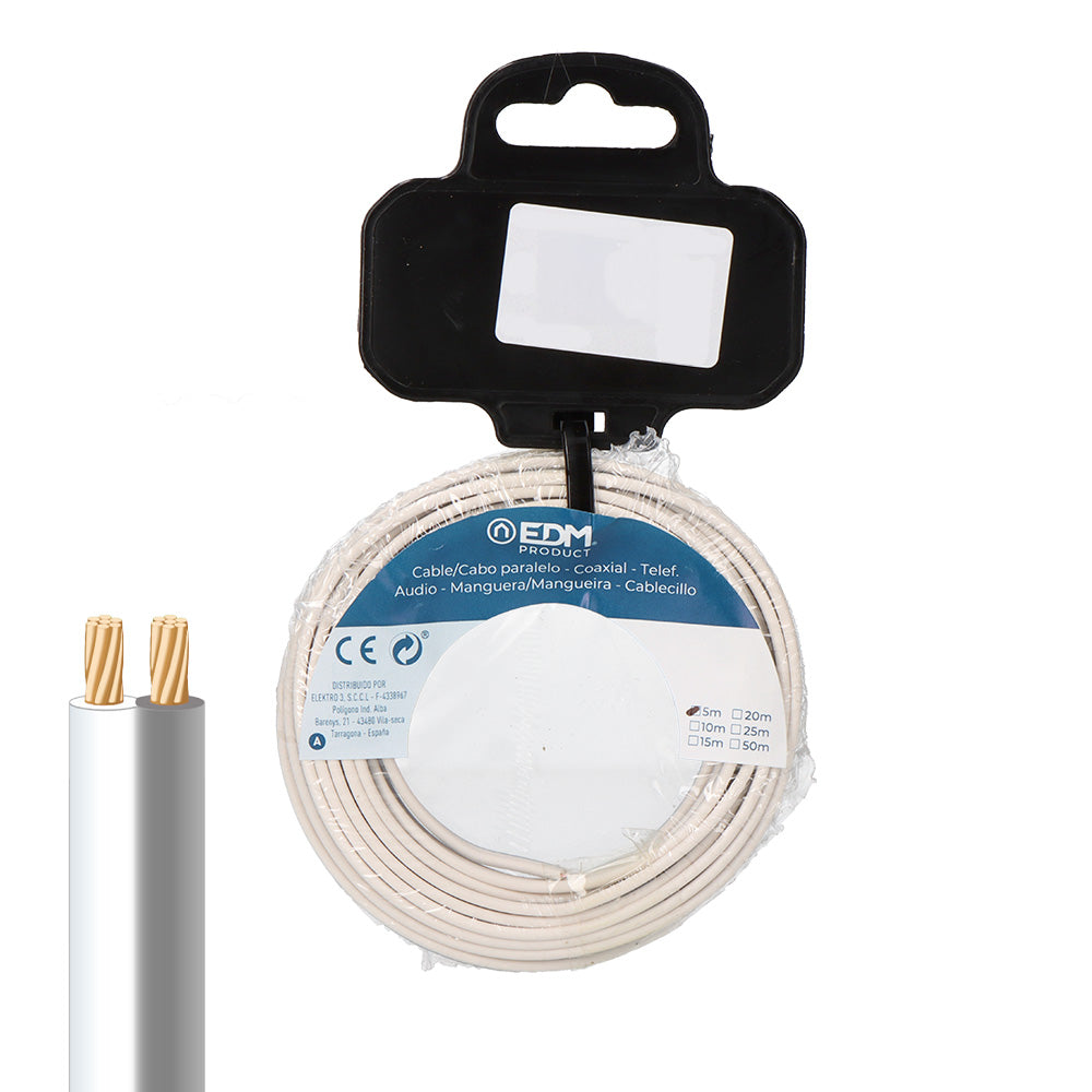 CARRETE CABLE PARALELO 2x0,75 mm² BLANCO/GRIS "AUDIO" 50 m