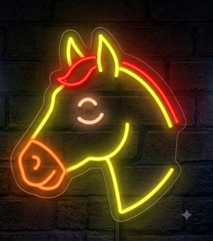 SOLOLED letrero Neon led Personalizado caballo Medida aproximadamente 40 cm - cartel luminoso decoracion pared,habitacion,Fiestas,Escaparate, negocio, bar,-base metacrilato transparente