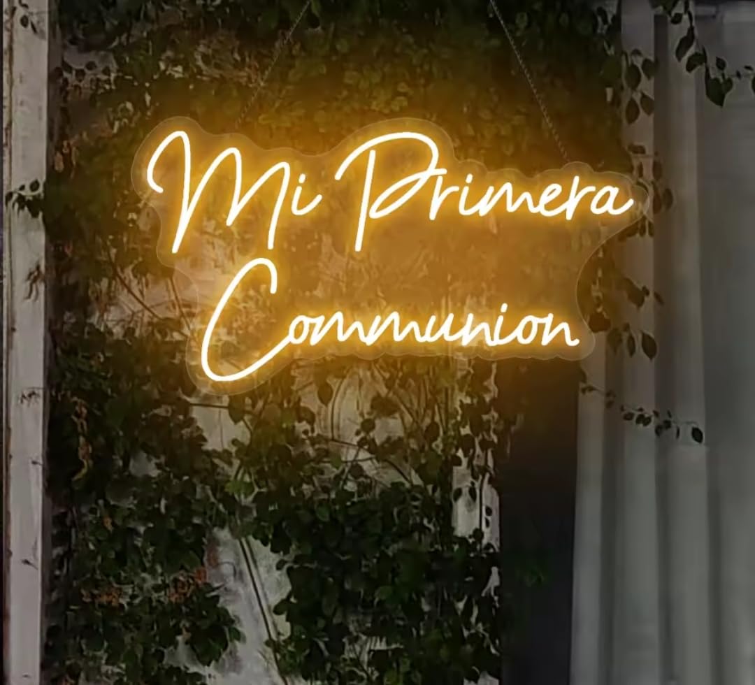 Letrero de neón Led personalizado, señal de mi primera comunión, señal de luz española, decoración de fiesta de boda, habitación