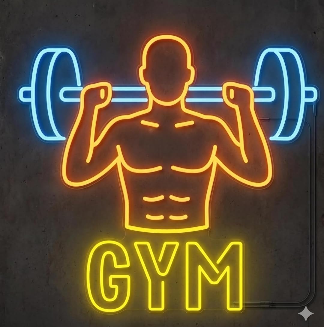 soloLED Letrero GYM GIMNASIO Cartel Luminoso LED Escaparate, Decoración de Pared en Metacrilato, Luz Brillante, aproximadamente 70cm alimentación 12v
