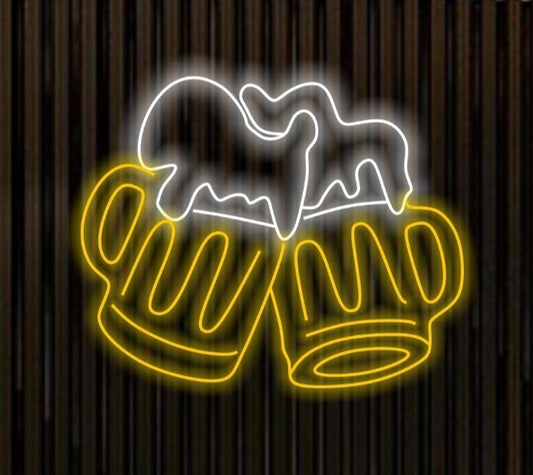 Lámpara de Neón LED para Bar, Diseño de Cerveza, Iluminación Decorativa, Blanco y Amarillo