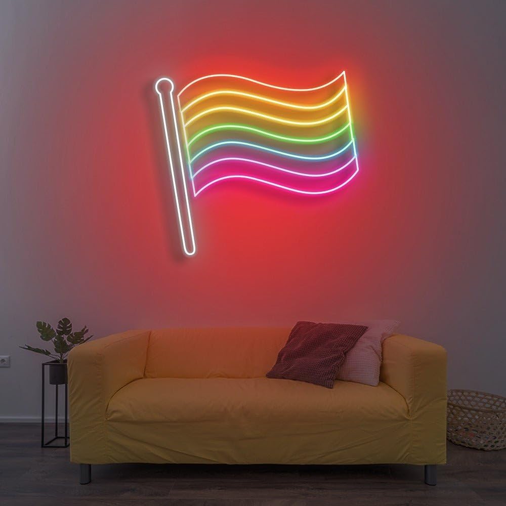 Lámpara LED de Pared con Bandera orgullo Arcoíris, Luz de Neón Decorativa, Iluminación Ambiental para Sala