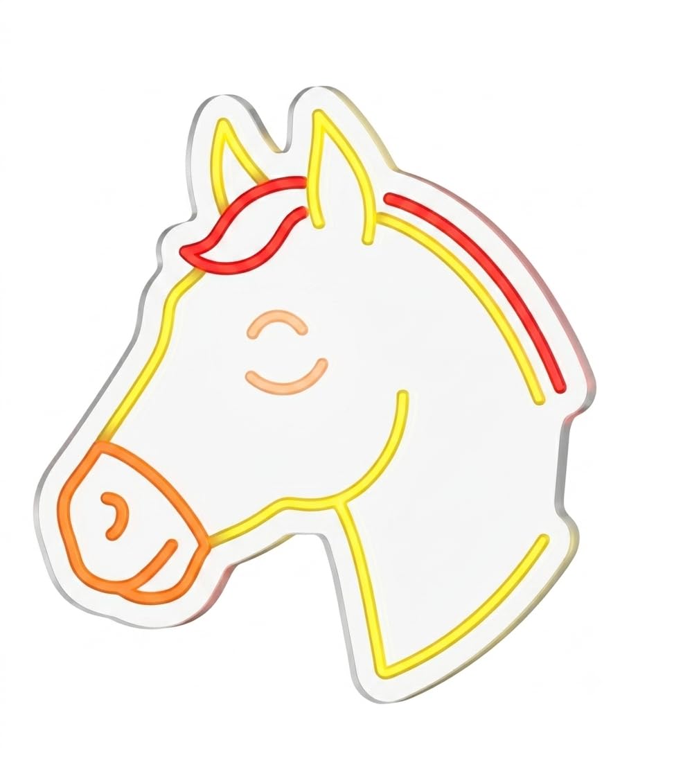 SOLOLED letrero Neon led Personalizado caballo Medida aproximadamente 40 cm - cartel luminoso decoracion pared,habitacion,Fiestas,Escaparate, negocio, bar,-base metacrilato transparente
