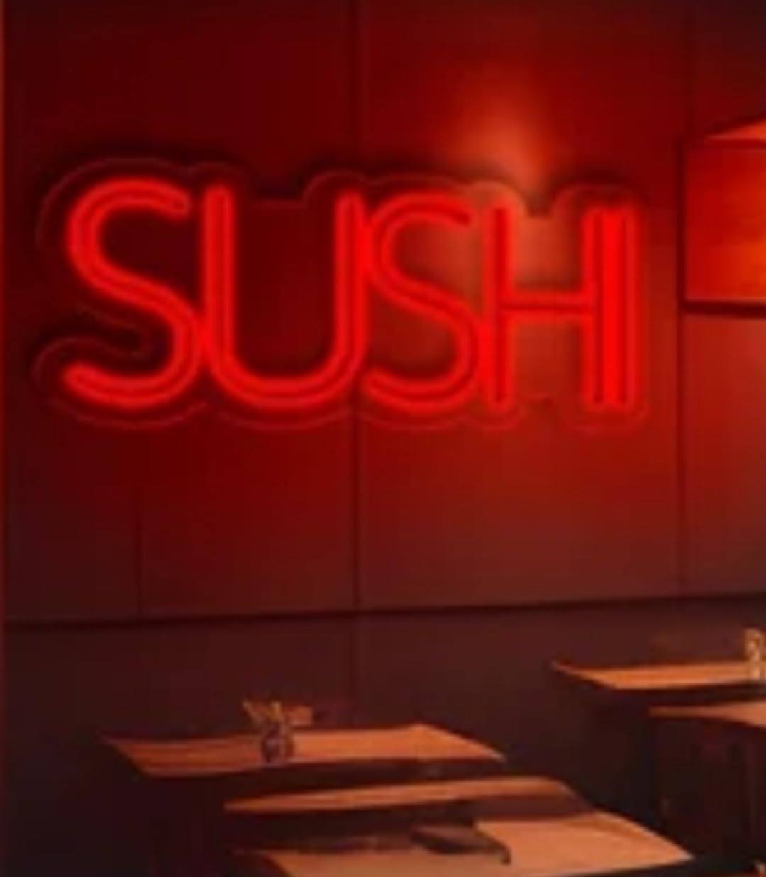 Letrero de Neón LED 'SUSHI', Luz Decorativa Multicolor, Cartel Luminoso para Pared, Rojo