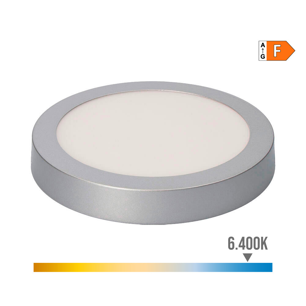 DOWNLIGHT LED SUPERFICIE REDONDO CROMADO 20 W 1500 lm 6400 K LUZ FRIA Ø 22 x 3 cm