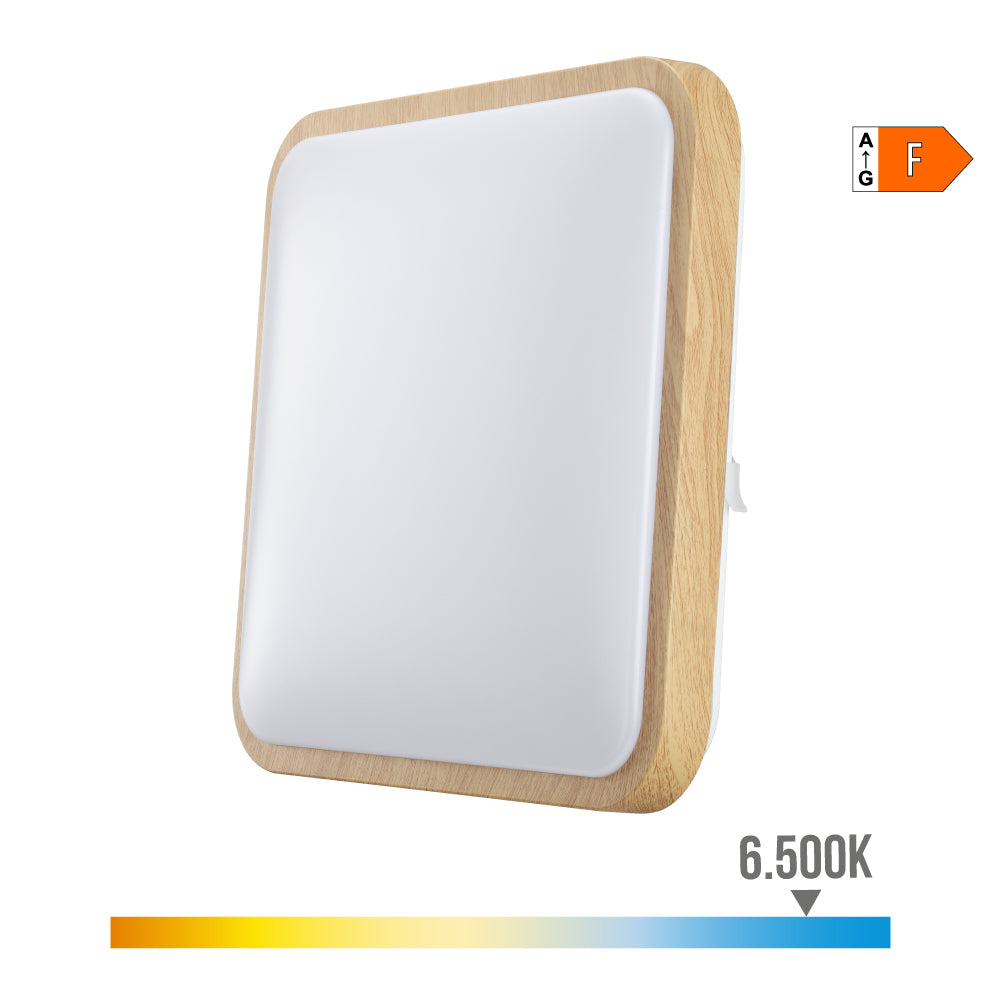 APLIQUE SUPERFICIE CUADRADO LED EFECTO MADERA 18 w 6500 k 1820 lm 33 x 33 x 7 cm